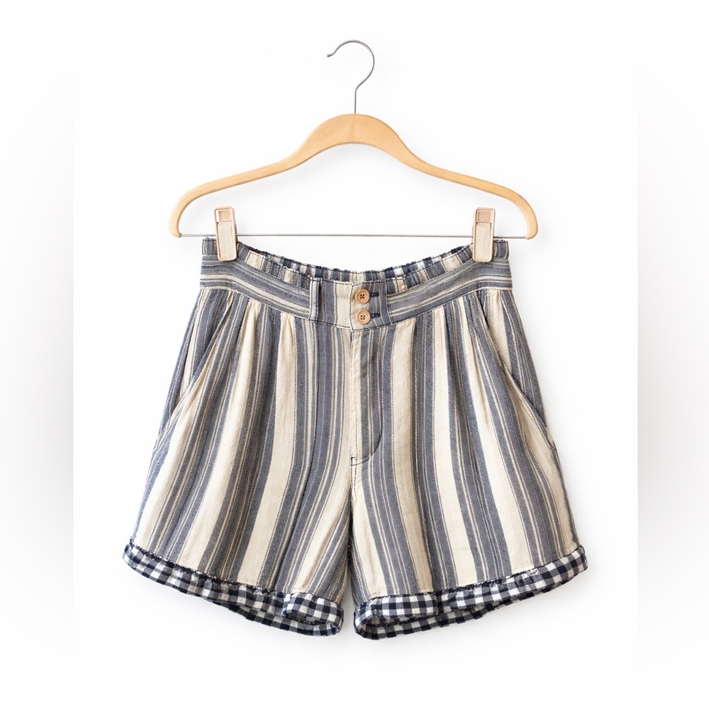 Anthropologie Pilcro Everyday Paperbag Cotton Gauze Striped Shorts Size 25